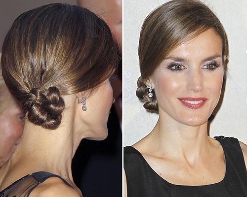 Peinado Letizia Moño recogido, trenza