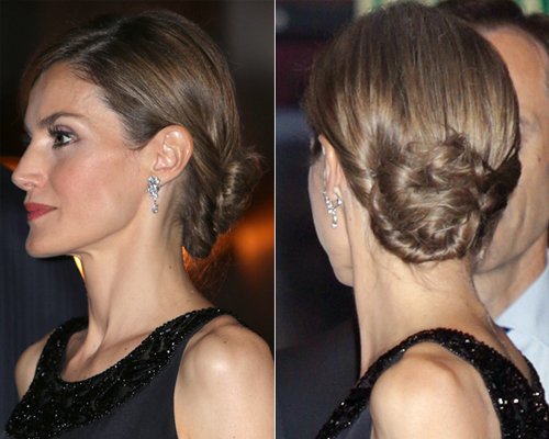Peinado Letizia Moño recogido, trenza